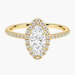 Marquise Cut Moissanite Halo Ring in 18K Gold Plated Vermeil