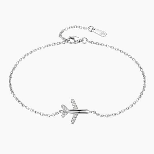 Airplane Pendant Moissanite Bracelet