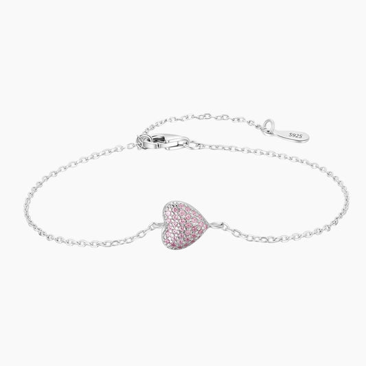 Pink Heart Moissanite Bracelet