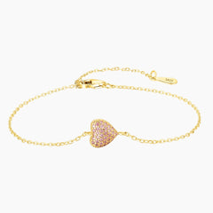 Pink Heart Moissanite Bracelet