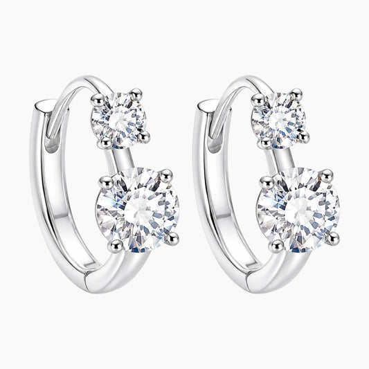 Four-prong Moissanite Hoop Earrings