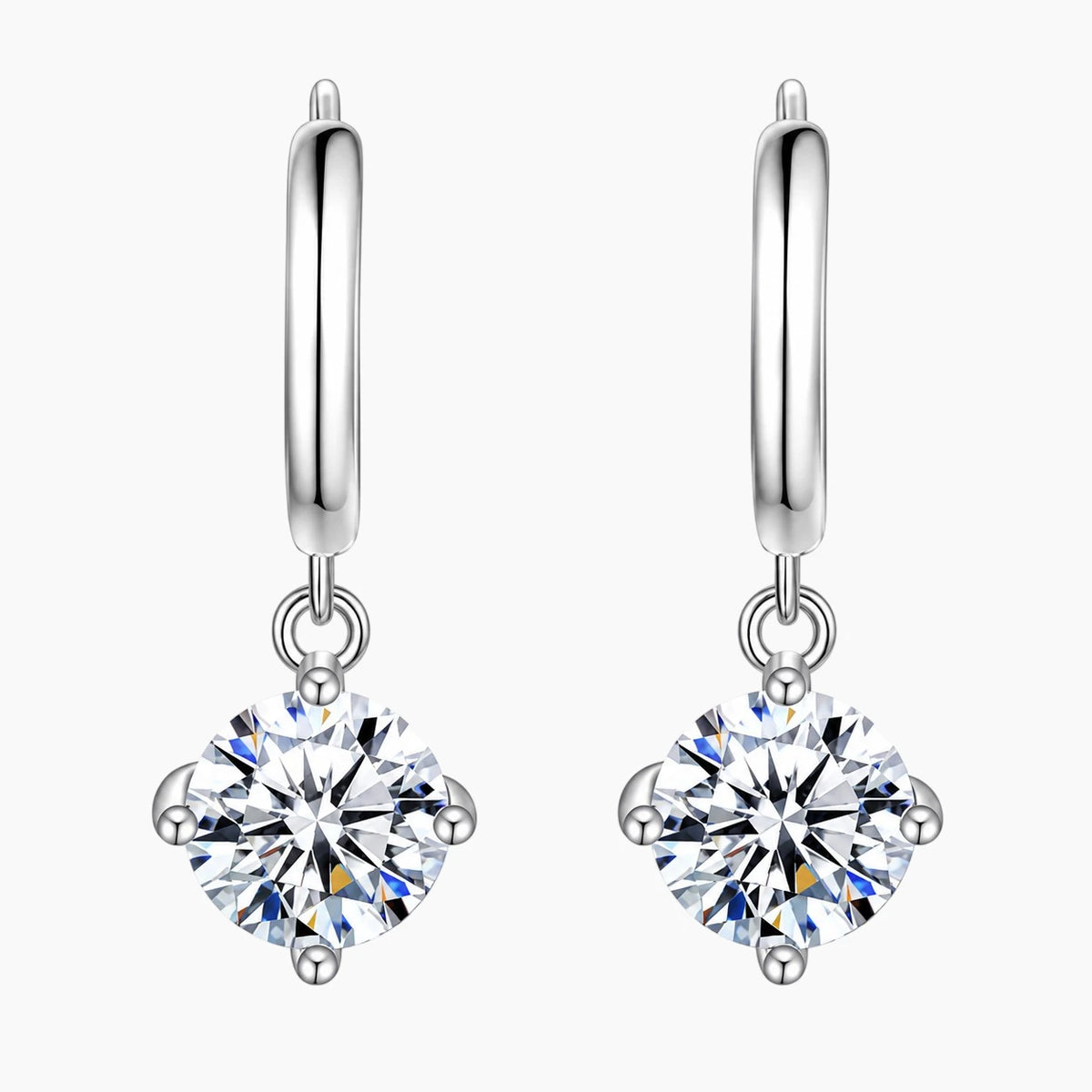Four Claw Moissanite Drop Earrings