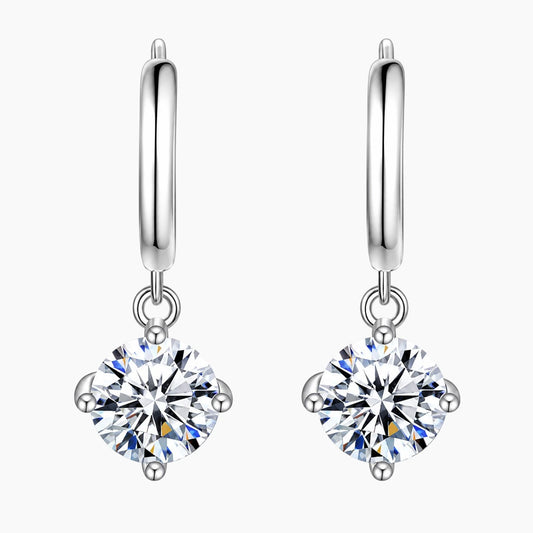 Four Claw Moissanite Drop Earrings