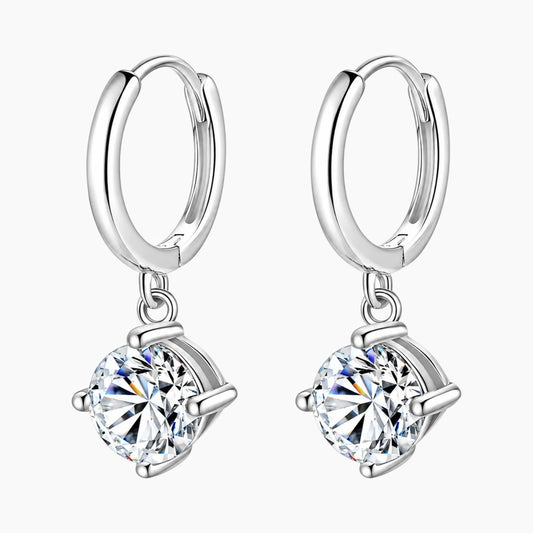 Four Claw Moissanite Drop Earrings