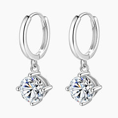 Four Claw Moissanite Drop Earrings