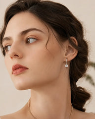 Four Claw Moissanite Drop Earrings