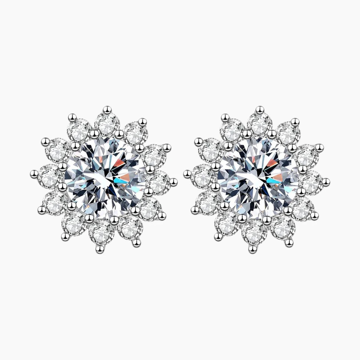 Sunflower Moissanite Stud Earrings