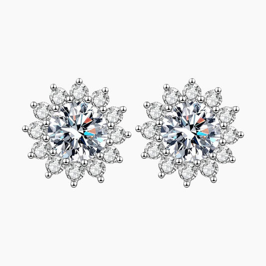Sunflower Moissanite Stud Earrings
