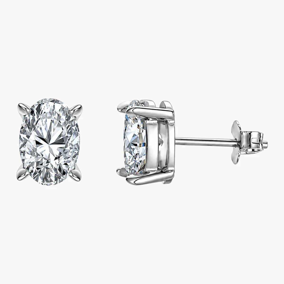 Four-prong Oval Moissanite Stud Earrings