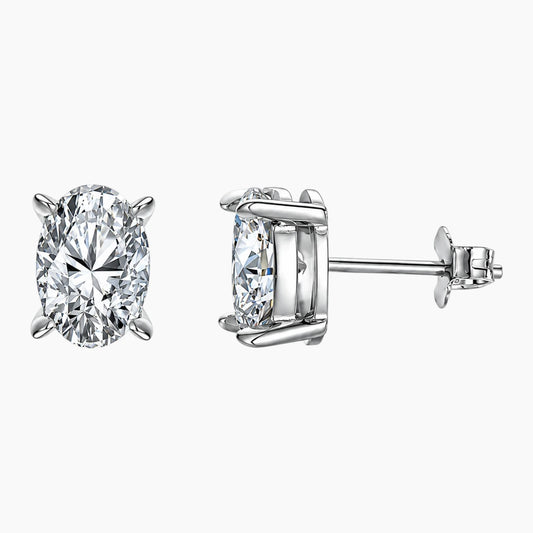 Four-prong Oval Moissanite Stud Earrings