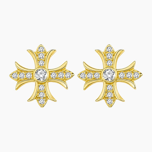 Cross Moissanite Stud Earrings