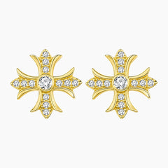 Cross Moissanite Stud Earrings