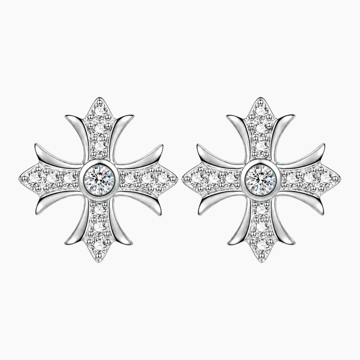 Cross Moissanite Stud Earrings