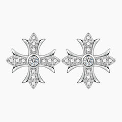 Cross Moissanite Stud Earrings