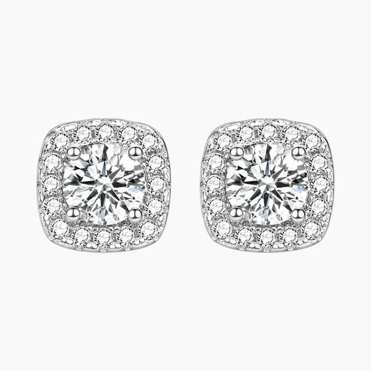 Sugar Cube Moissanite Stud Earrings