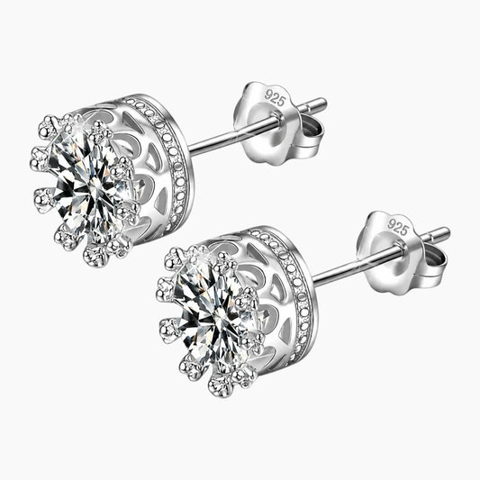 Crown Moissanite Stud Earrings
