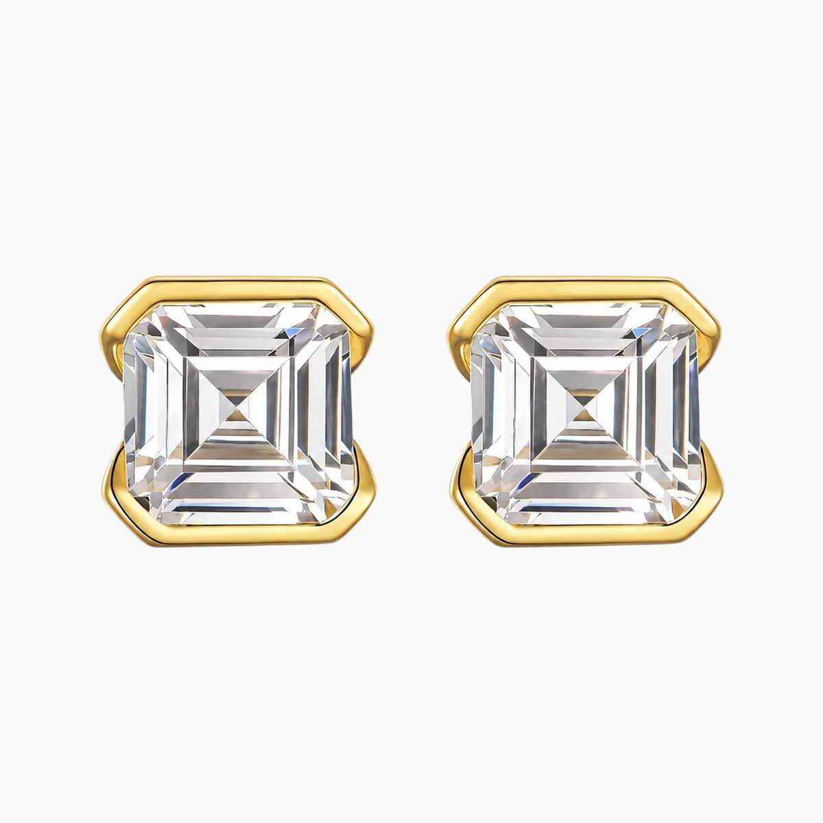 Emerald Cut Moissanite Stud Earrings