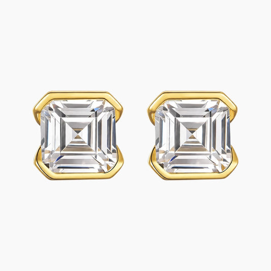 Emerald Cut Moissanite Stud Earrings