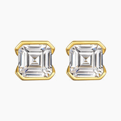 Emerald Cut Moissanite Stud Earrings