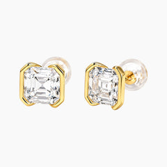 Emerald Cut Moissanite Stud Earrings