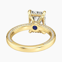 2mm Bezel with 2ct Radiant Moissanite Ring with Hidden Halo