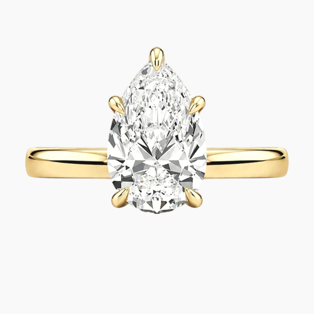 2mm Bezel with 2ct Pear Moissanite Ring with Hidden Halo
