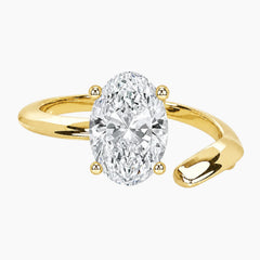 Aura 2ct Oval Moissanite Open Bypass Ring