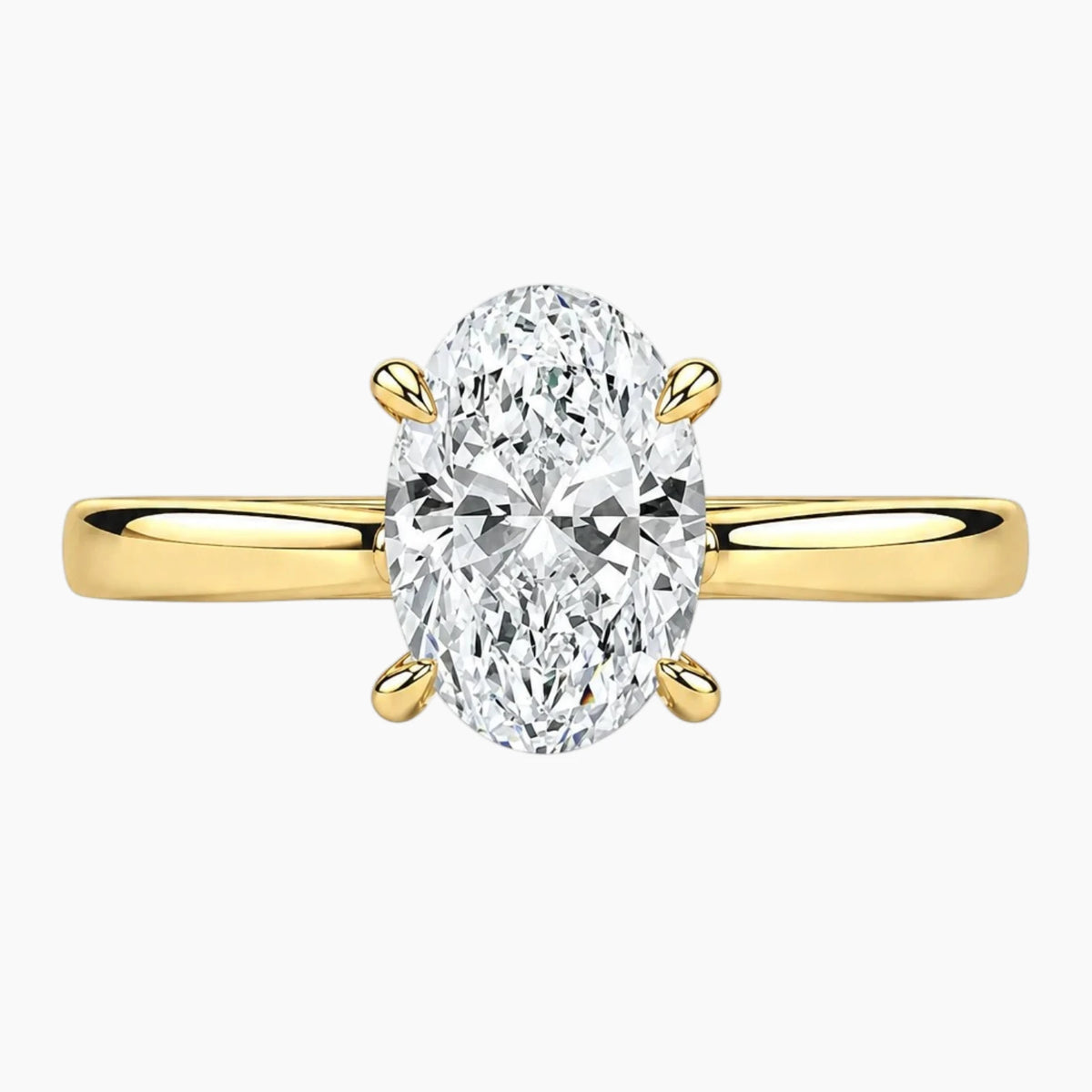 2mm Bezel with 2ct Oval Moissanite Ring with Hidden Halo
