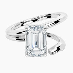 2ct Emerald Moissanite Bypass Ring