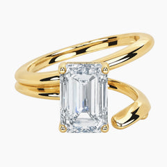 2ct Emerald Moissanite Bypass Ring