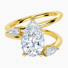 Eternal Teardrop Trio: 2ct Pear Moissanite Statement Ring