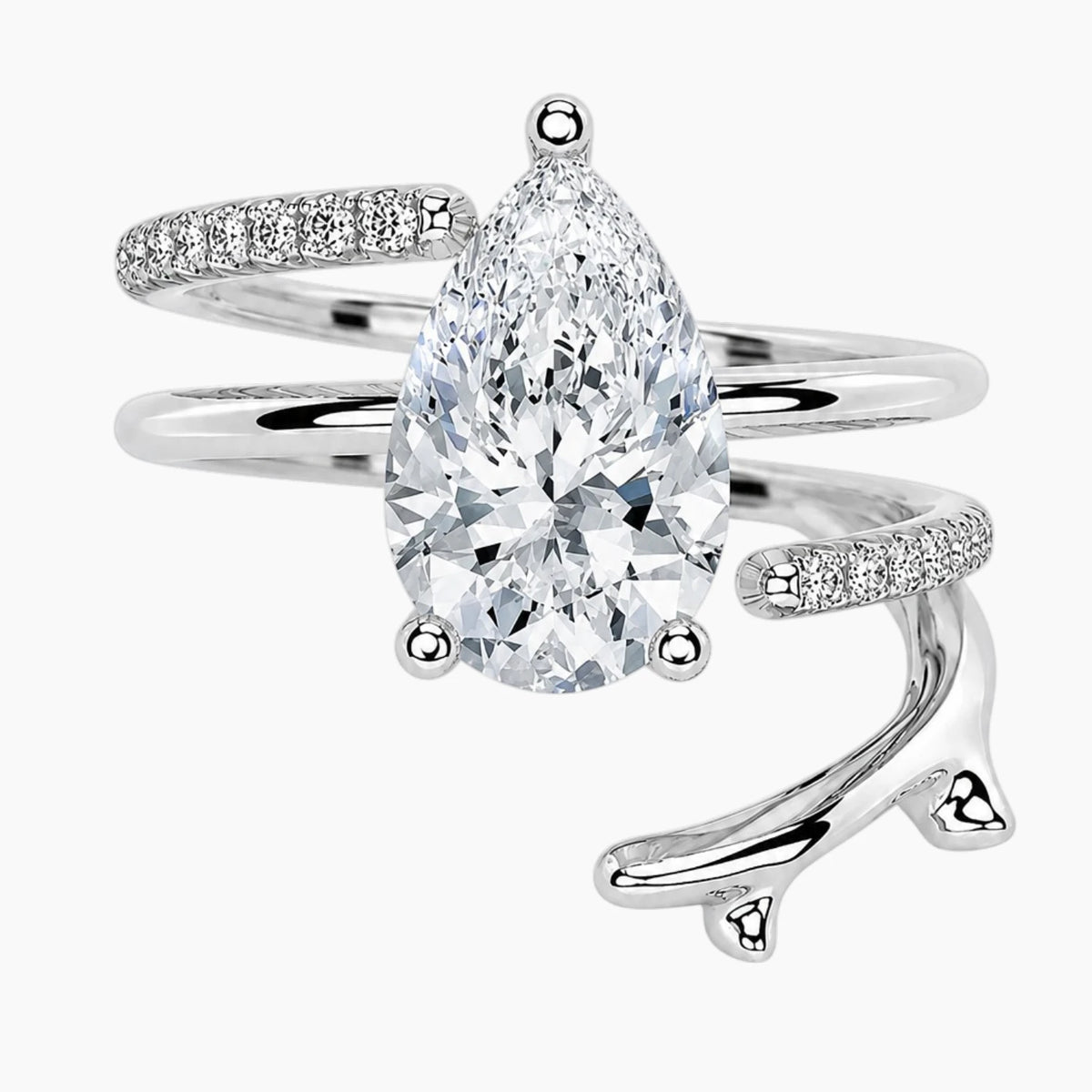 2 Carat Pear Cut Moissanite Multi-Row Statement Ring