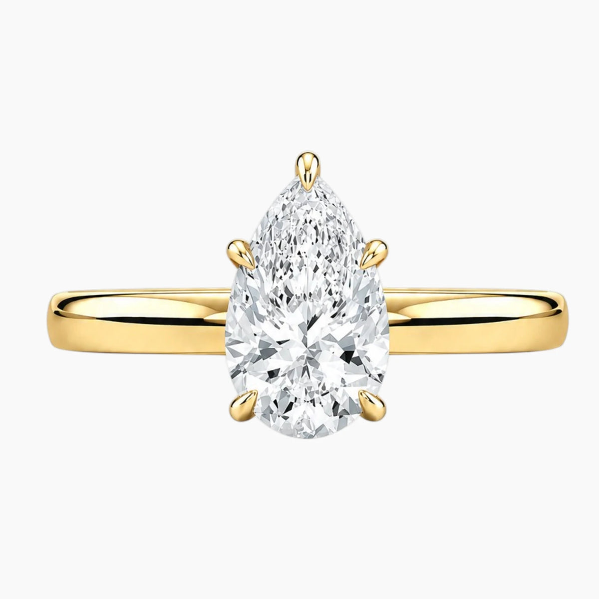 2mm Bezel with 2ct Pear Moissanite Ring with Hidden Halo
