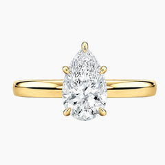 2mm Bezel with 2ct Pear Moissanite Ring with Hidden Halo
