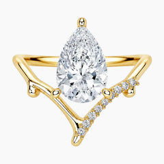 Adjustable 2ct Pear Moissanite V-Shaped Branch Ring 18k Gold Plated