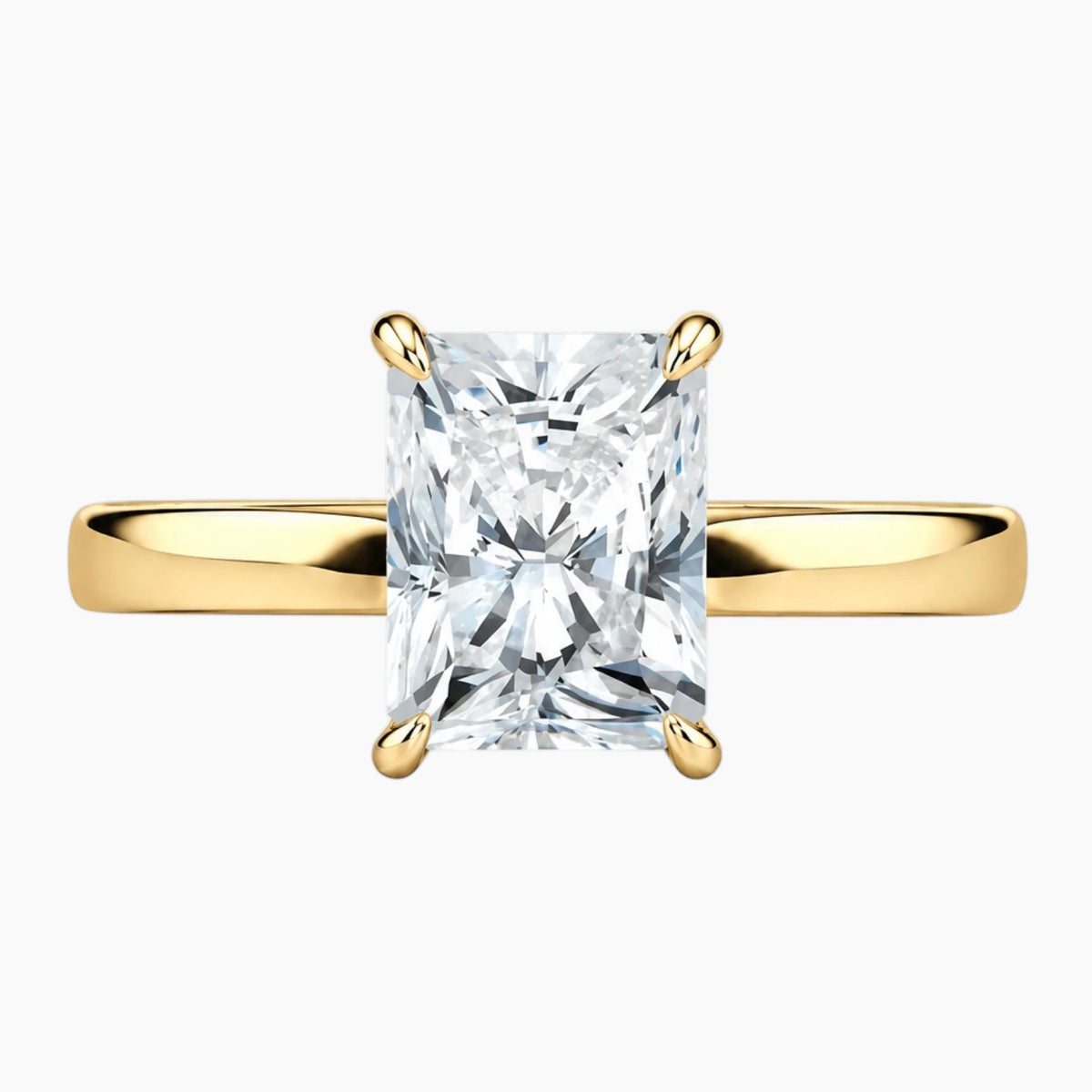 2mm Bezel with 2ct Radiant Moissanite Ring with Hidden Halo