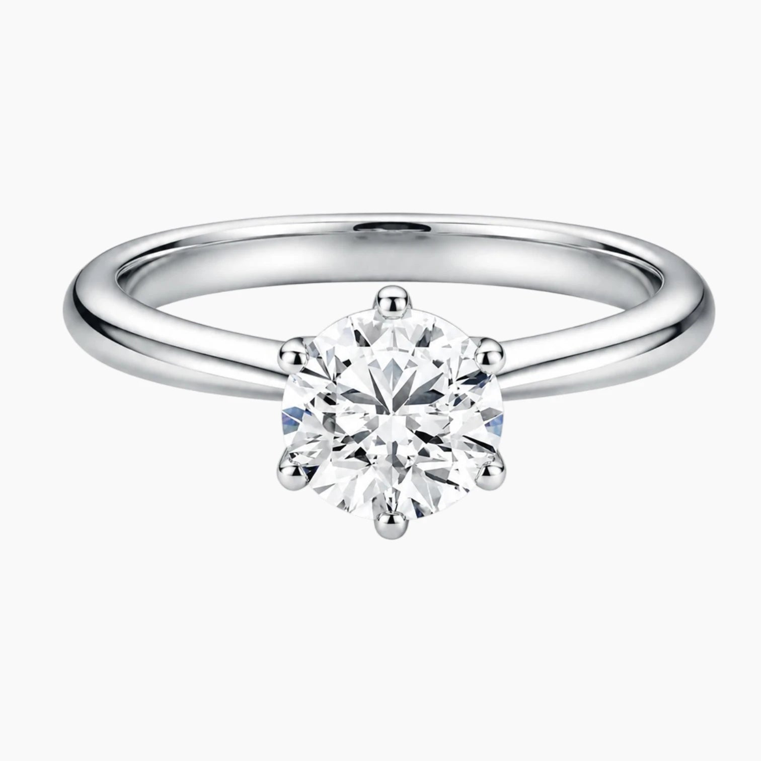 Round Brilliant Cut Moissanite Ring - Classic Knife-Edge Shank
