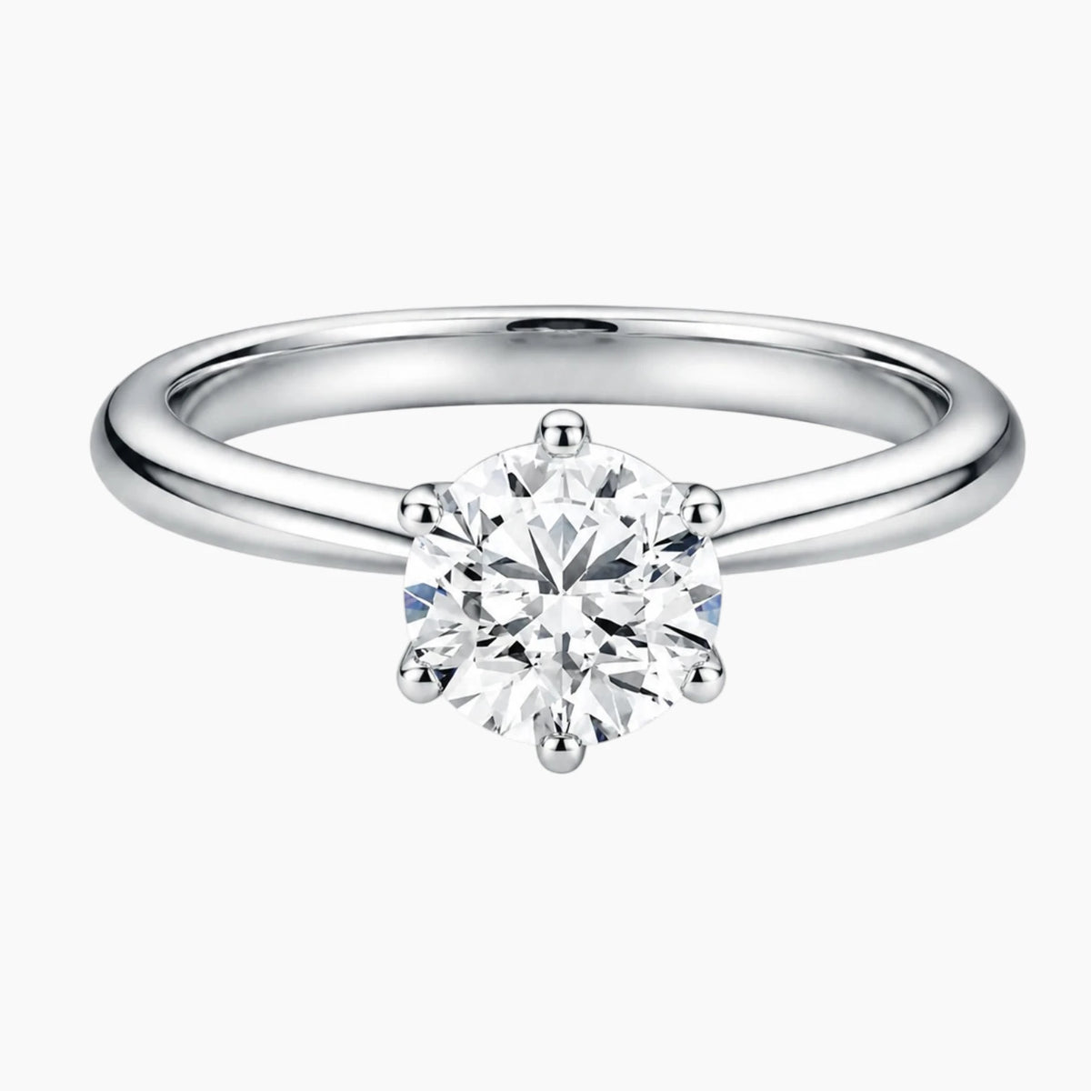 Round Brilliant Cut Moissanite Ring - Classic Knife-Edge Shank