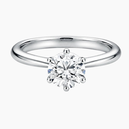Round Brilliant Cut Moissanite Ring - Classic Knife-Edge Shank