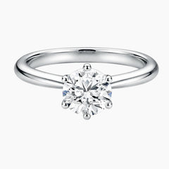 Round Brilliant Cut Moissanite Ring - Classic Knife-Edge Shank