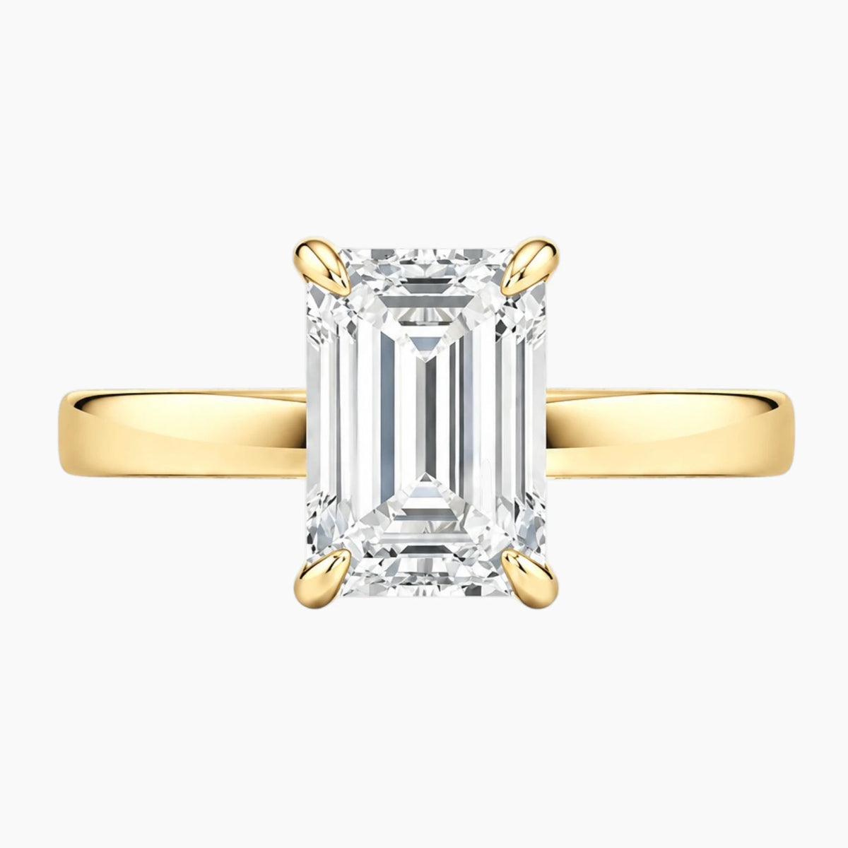 2mm Bezel with 2ct Emerald Moissanite Ring with Hidden Halo