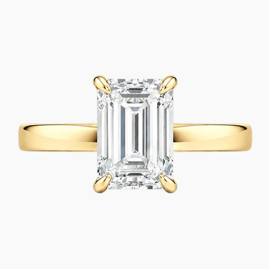 2mm Bezel with 2ct Emerald Moissanite Ring with Hidden Halo