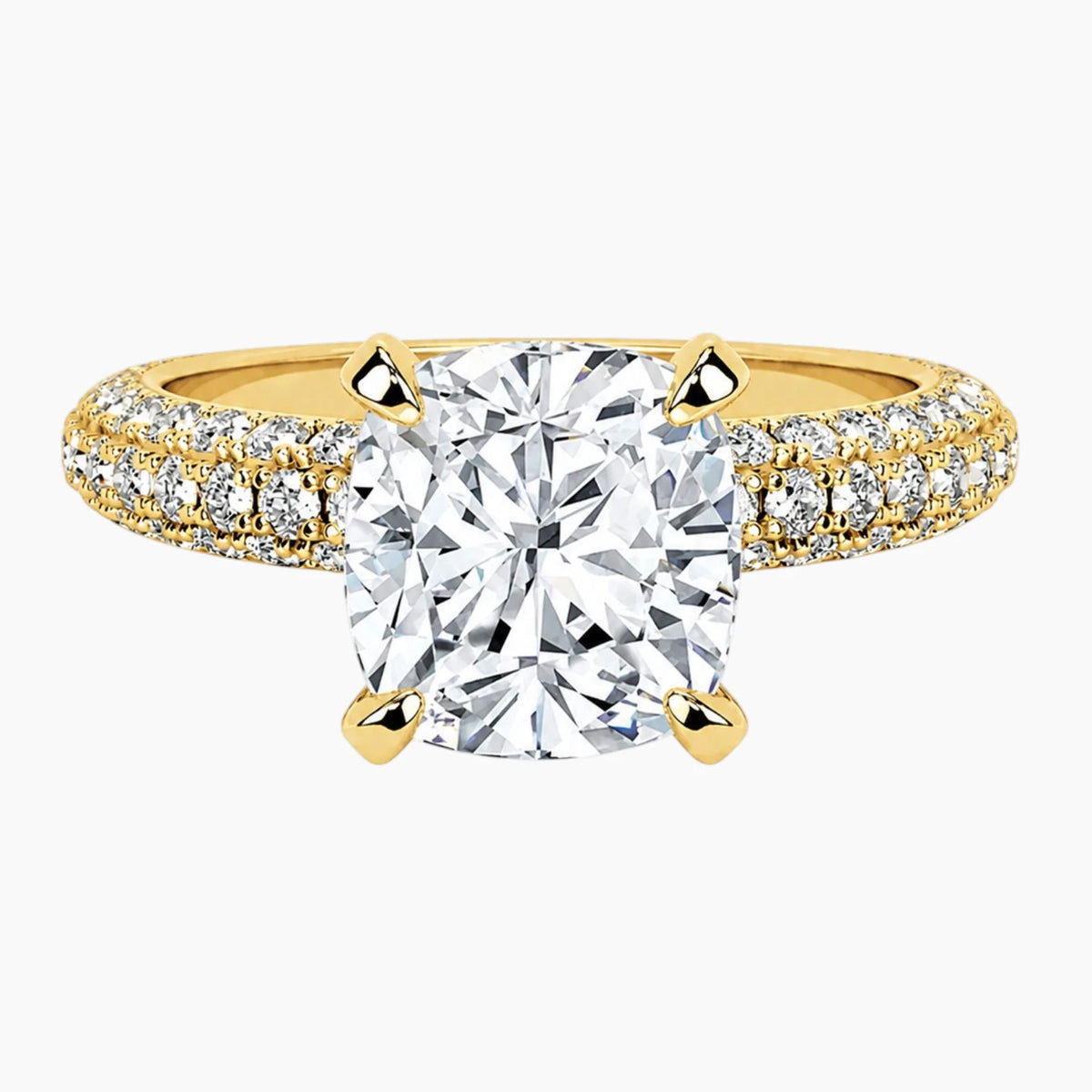 Genevieve 2CT Cushion Cut Hidden Halo Moissanite Ring