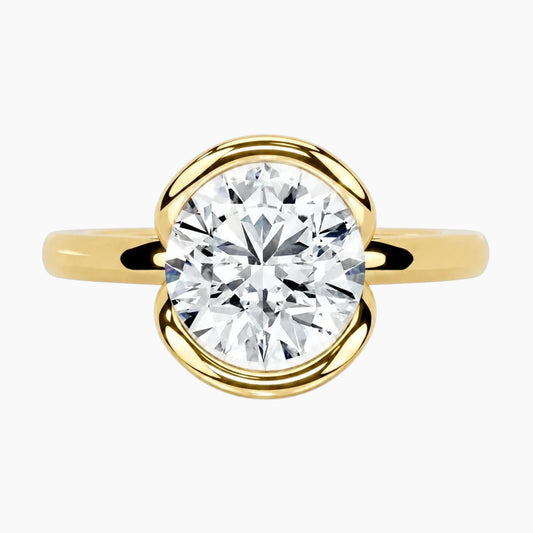 Half Bezel Round Moissanite Ring