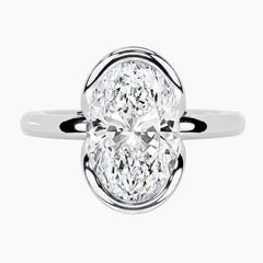 Half Bezel Oval Moissanite Ring