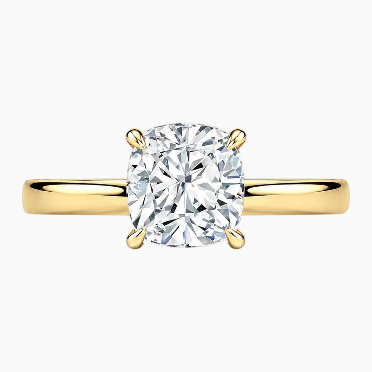 2mm Bezel with 2ct Cushion Moissanite Ring with Hidden Halo