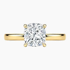 2mm Bezel with 2ct Cushion Moissanite Ring with Hidden Halo
