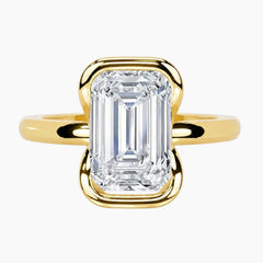 Half Bezel Emerald Moissanite Ring