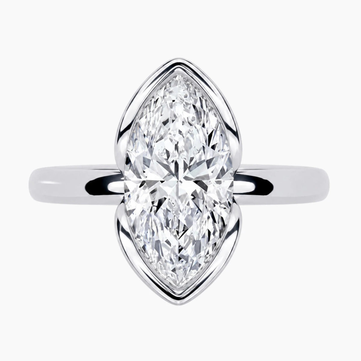 Half Bezel Marquise Moissanite Ring