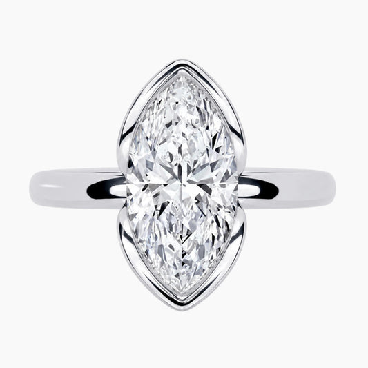 Half Bezel Marquise Moissanite Ring